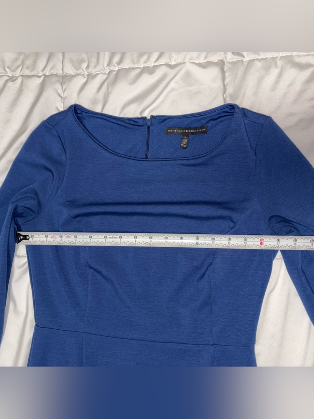 WHBM Blue sheath dress with 3/4 sleeves Size 4 - Picture 6 of 8